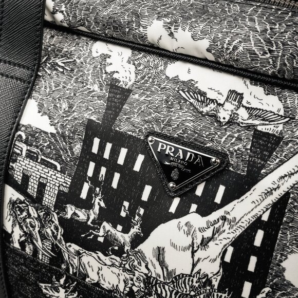 Prada AW/16 Animal Kingdom Nero & Avorio Tessuto Suitcase - Picture 11 of 16